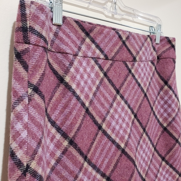 Talbolts Wool Blend Skirt Size 12 Pink Plaid Academia Preppy Casual Collegiate - Picture 3 of 14